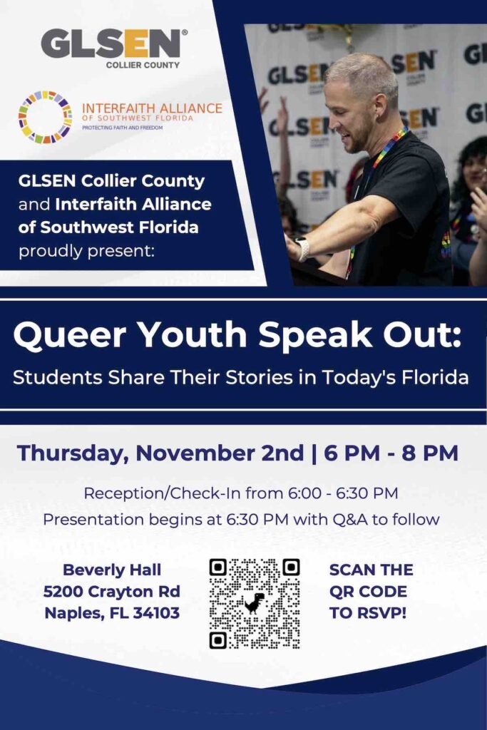 Interfaith Alliance and GLSEN Collier host Queer Youth Speak Out.