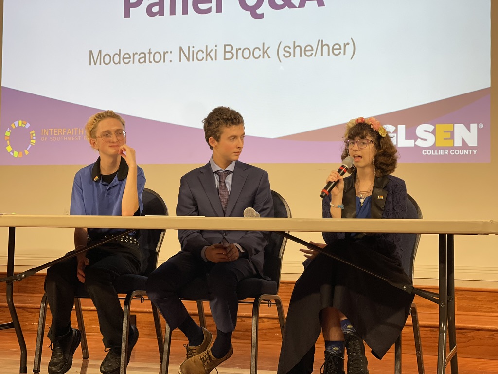 Queer Youth Speak Out 2023 panel participants at the ened of the event.
