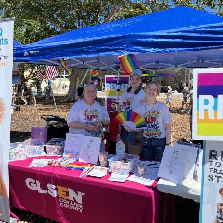 GLSEN Collier County booth at Naples Pride 2023.